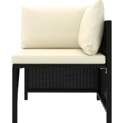 Zestaw wypoczynkowy do ogrodu Czarny Technorattan 3x sofa narożna + 3x