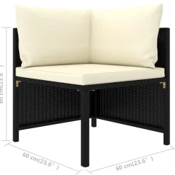 Zestaw wypoczynkowy do ogrodu Czarny Technorattan 3x sofa narożna + 3x