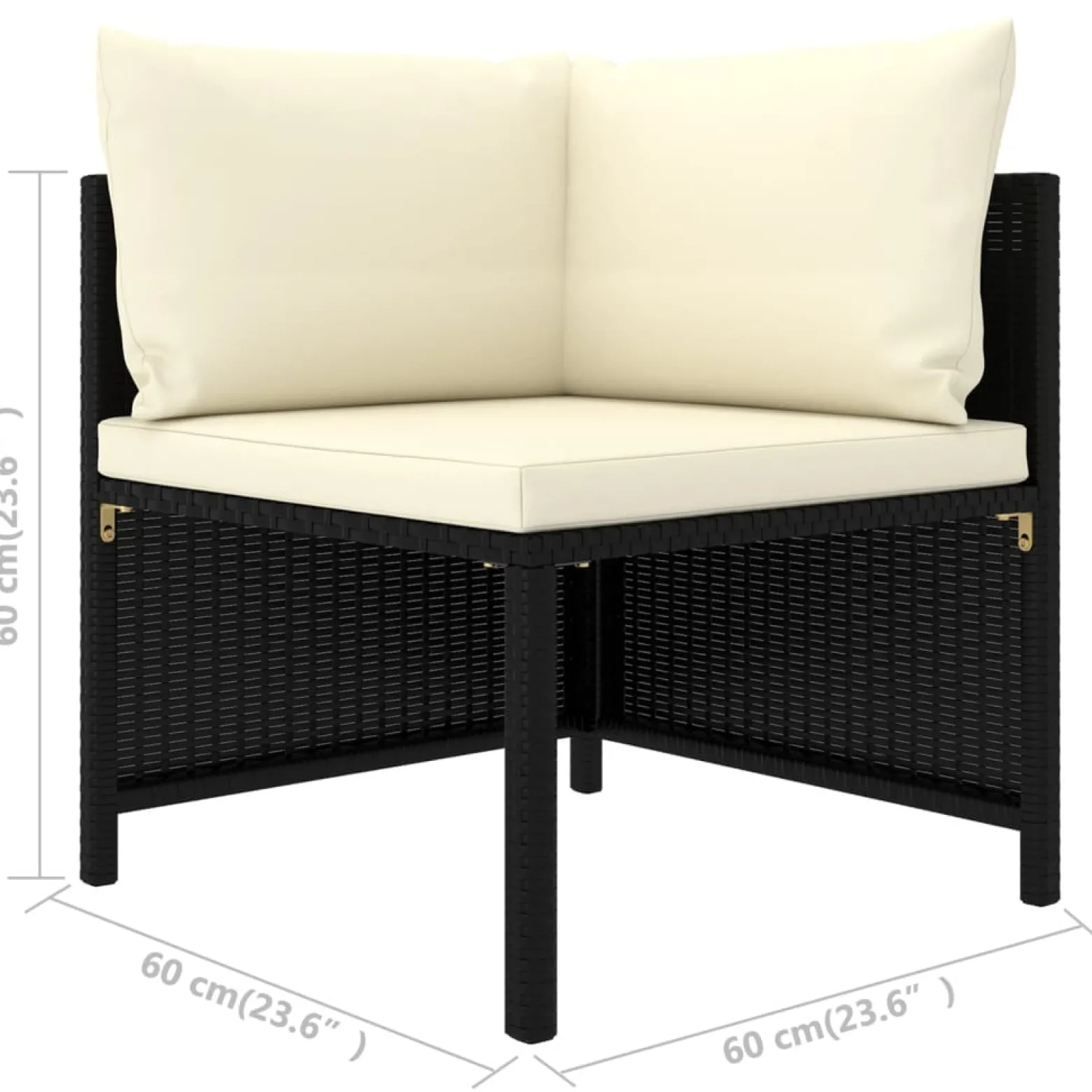 Zestaw wypoczynkowy do ogrodu Czarny Technorattan 3x sofa narożna + 3x