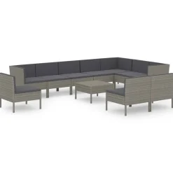 Zestaw wypoczynkowy do ogrodu Szary Technorattan 3x hjørne + 7x sofa