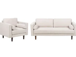 Zestaw wypoczynkowy 4-osobowy sofa fotel beżowy