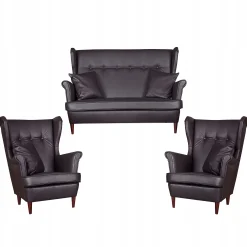 Zestaw wypoczynkowy uszak Eko skóra sofa fotele Family Meble
