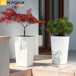 Zestaw 3x Donica Doniczka Wkład Rattan Biała 75cm
