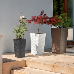 Zestaw 3x Donica Doniczka Wkład Rattan Biała 75cm
