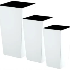 Zestaw 3x Donica Doniczka Wkład Połysk Biała 68cm