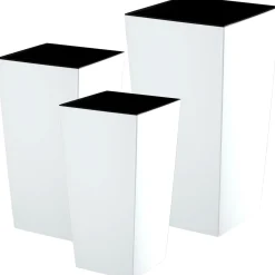 Zestaw 3x Donica Doniczka Wkład Połysk Biała 68cm