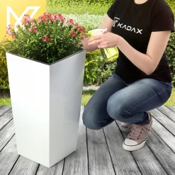 Zestaw 3x Donica Doniczka Wkład Połysk Biała 68cm