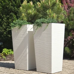 Zestaw 3x Donica Doniczka Wkład Wysoka Biała 75cm