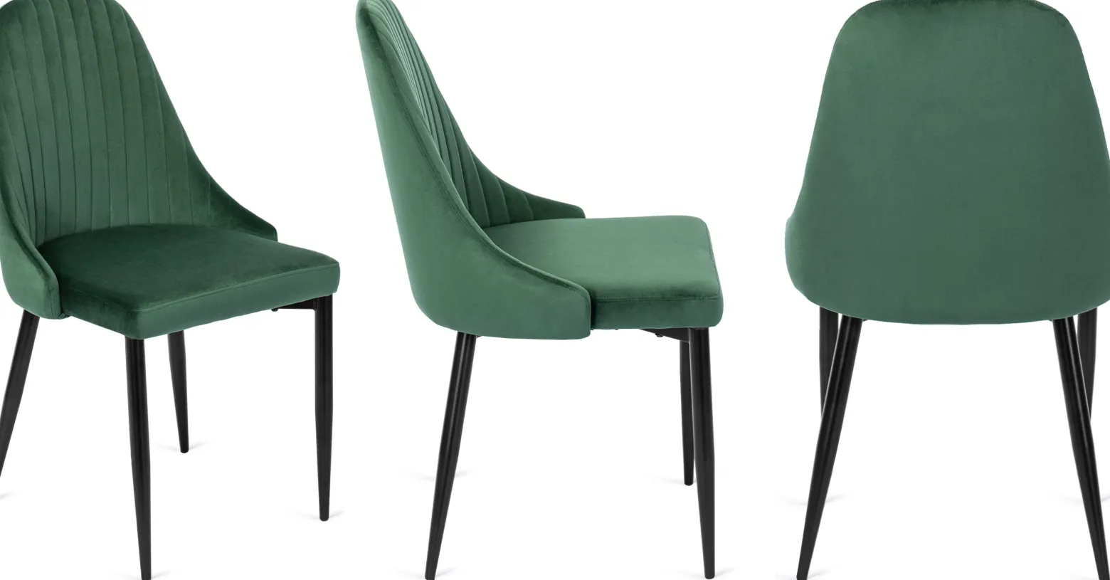 Zestaw 4x Krzesło Salon Loft BARI Zielone Welur