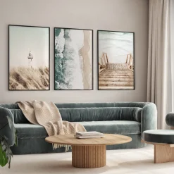 ZESTAW X3 PLAKAT W RAMIE LATARNIA MORZE PLAŻA BOHO 30x40cm