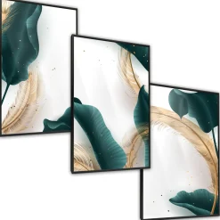 Zestaw 3x Plakat w Ramie Liście Natura 3D 30x40cm