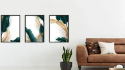 Zestaw 3x Plakat w Ramie Liście Natura 3D 30x40cm
