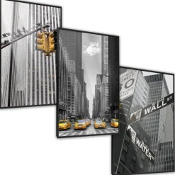 ZESTAW 3x Plakat W Ramie NOWY JORK Architektura Taxi 30x40cm