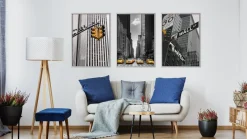 ZESTAW 3x Plakat W Ramie NOWY JORK Architektura Taxi 30x40cm