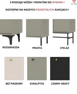 ZIELONA ŁAWA AVILA 100 cm Szuflady Półki CZARNE Nogi Uchwyty