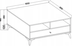 ZIELONA ŁAWA AVILA 100 cm Szuflady Półki CZARNE Nogi Uchwyty