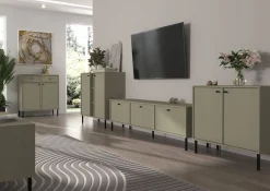 ZIELONA KOMODA 83 cm AVILA Proste METALOWE Nogi Uchwyty 2D