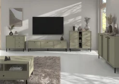 ZIELONA KOMODA 83 cm AVILA Proste METALOWE Nogi Uchwyty 2D