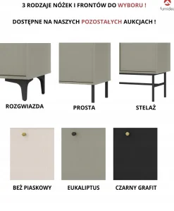 ZIELONA KOMODA 83 cm AVILA Proste METALOWE Nogi Uchwyty 2D