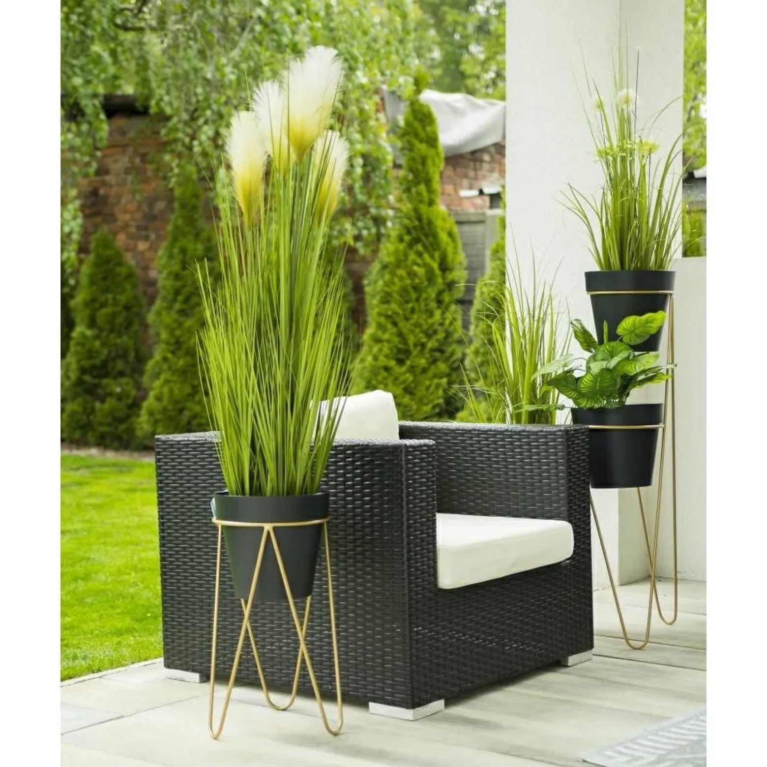 Złoty nowoczesny kwietnik Loft 50 cm